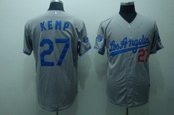 Los Angeles Dodgers 27 Matt Kemp Gray Jerseys Cool base Stitched MLB Jersey