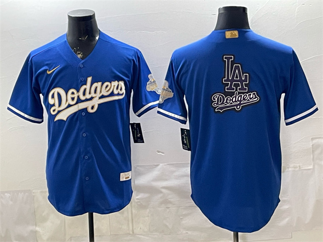 Men's Los Angeles Dodgers Team Big Logo Royal 2026 Alternate Gold Collection Stadium Stitched Baseball Jersey 002