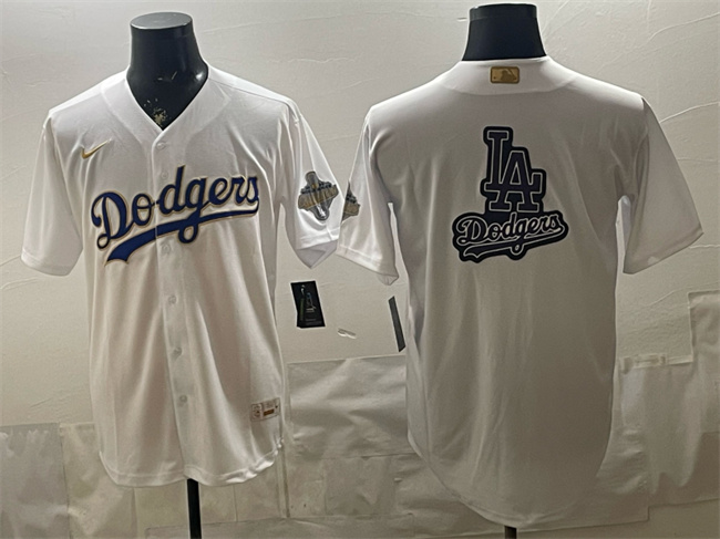 Men's Los Angeles Dodgers Team Big Logo White 2026 Gold Collection Stadium Stitched Baseball Jersey 002