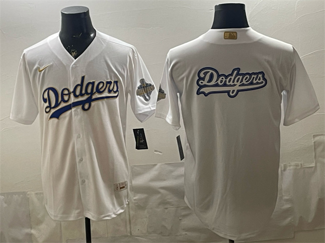 Men's Los Angeles Dodgers Team Big Logo White 2026 Gold Collection Stadium Stitched Baseball Jersey 001