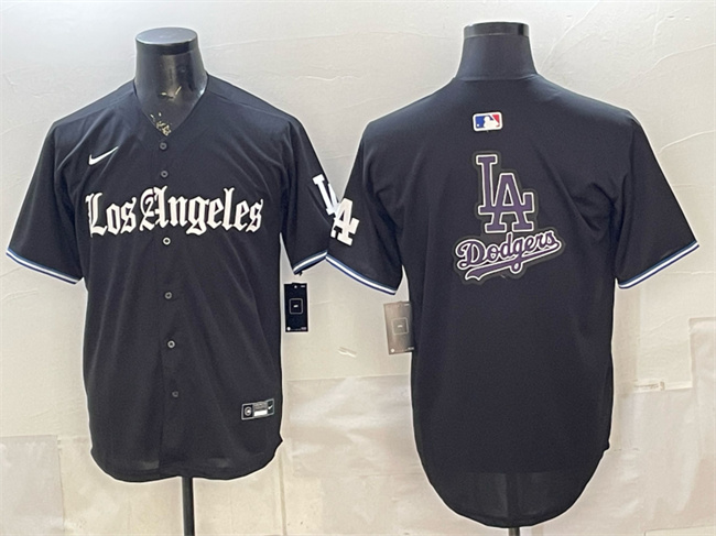 Men's Los Angeles Dodgers Team Big Logo Black 'Gothic Edition' Vapor Premier Limited Stitched Baseball Jersey s