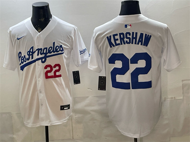 Men's Los Angeles Dodgers #22 Clayton Kershaw White Alternate Stadium Stitched Baseball Jersey Men's Los Angeles Dodgers #22 Clayton Kershaw White Alternate Stadium Stitched Baseball Jersey