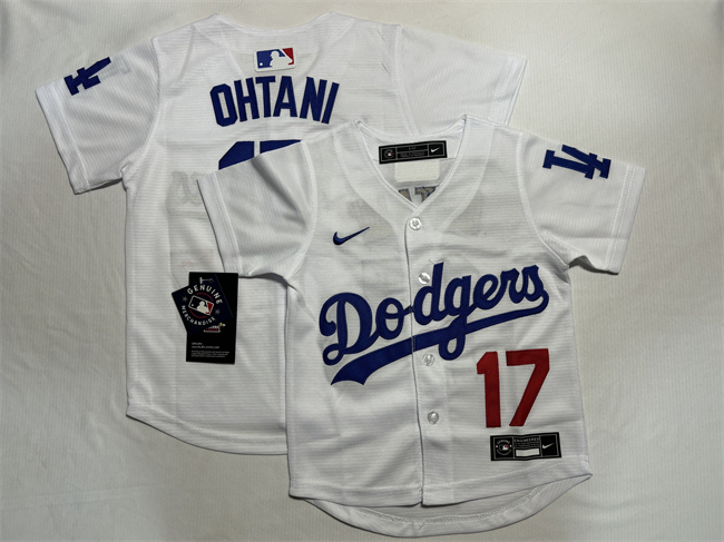 Toddler Los Angeles Dodgers #17 Shohei Ohtani White Stitched Baseball Jersey