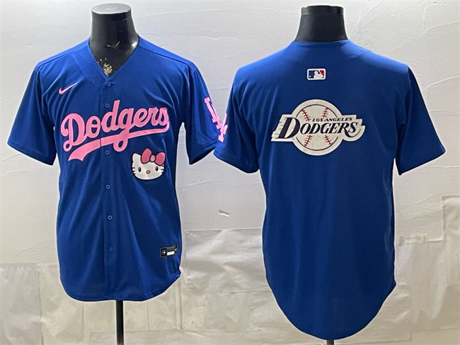 Men's Los Angeles Dodgers Team Big Logo Royal Hello Kitty Night Stitched Baseball Jersey