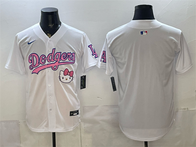 Men's Los Angeles Dodgers Blank White Hello Kitty Night Stitched Baseball Jersey