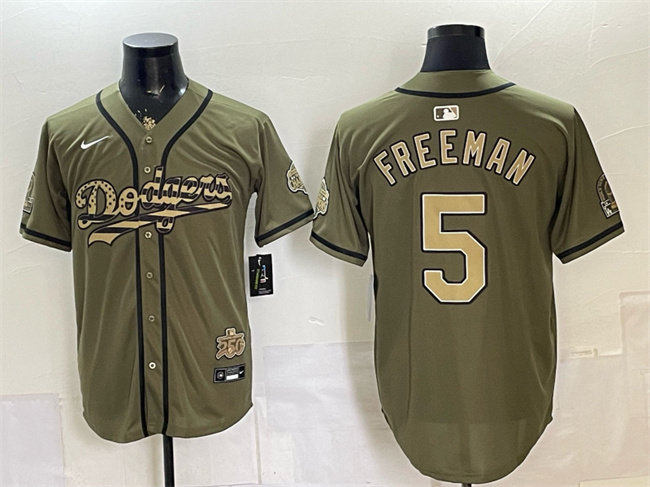 Men's Los Angeles Dodgers #5 Freddie Freeman Olive 2026 Armed Forces Day Stitched Baseball Jerseys