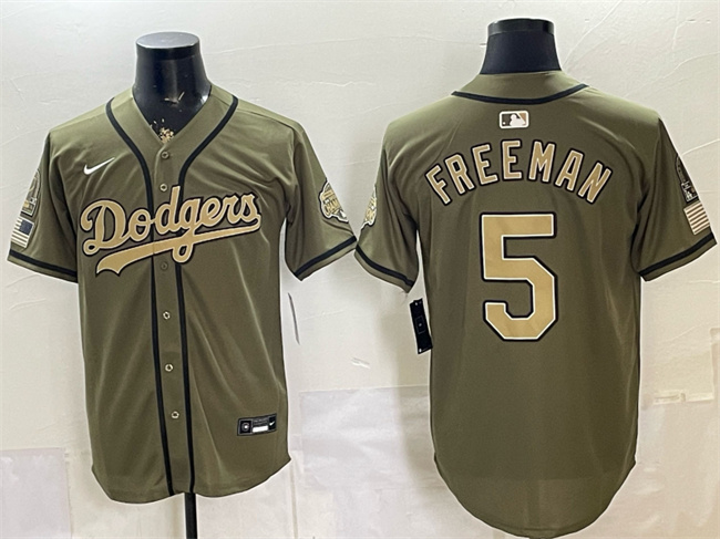 Men's Los Angeles Dodgers #5 Freddie Freeman Olive 2026 Armed Forces Day Stitched Baseball Jersey