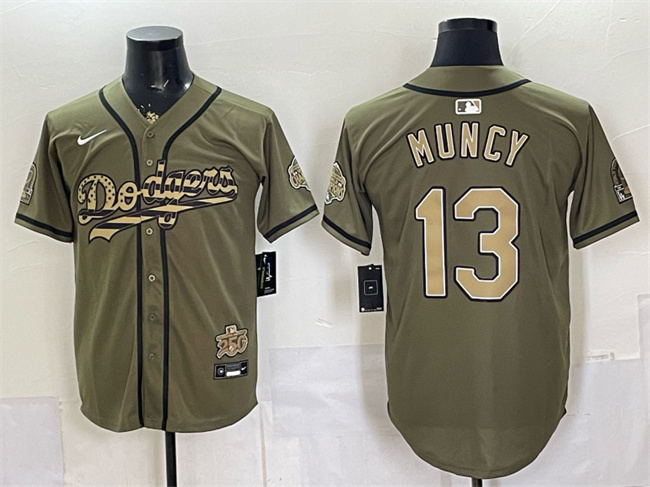 Men's Los Angeles Dodgers #13 Max Muncy Olive 2026 Armed Forces Day Stitched Baseball Jersey Men's Los Angeles Dodgers #13 Max Muncy Olive 2026 Armed Forces Day Stitched Baseball Jersey