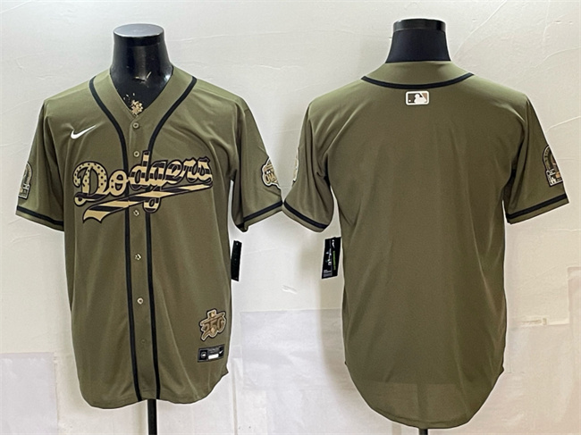 Men's Los Angeles Dodgers Blank Olive 2026 Armed Forces Day Stitched Baseball Jersey