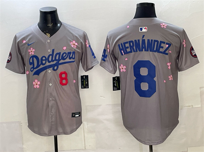 Men's Los Angeles Dodgers #8 Enrique Hernandez Grey 2025 Tokyo Series Limited Stitched Baseball Jersey