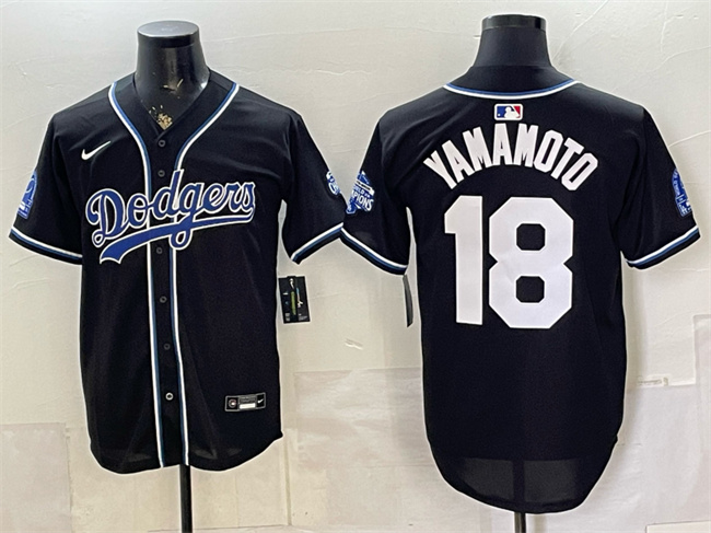 Men's Los Angeles Dodgers #18 Yoshinobu Yamamoto B2B Champs 2026 Black Out Style Vapor Limited Stitched Baseball Jersey
