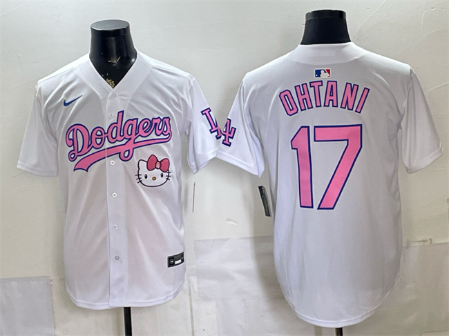 Men's Los Angeles Dodgers #17 Shohei Ohtani White 2025 Hello Kitty Vapor Limited Stitched Baseball Jersey(Run Small)