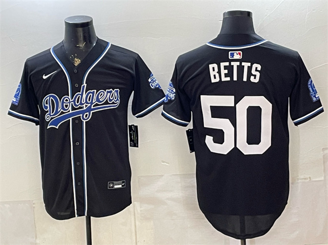 Men's Los Angeles Dodgers #50 Mookie Betts B2B Champs 2026 Black Out Style Vapor Limited Stitched Baseball Jersey