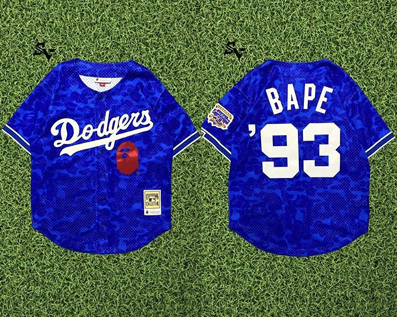 Men's Los Angeles Dodgers #93 Bape Blue Stitched Baseball Jersey Men's Los Angeles Dodgers #93 Bape Blue Stitched Baseball Jersey