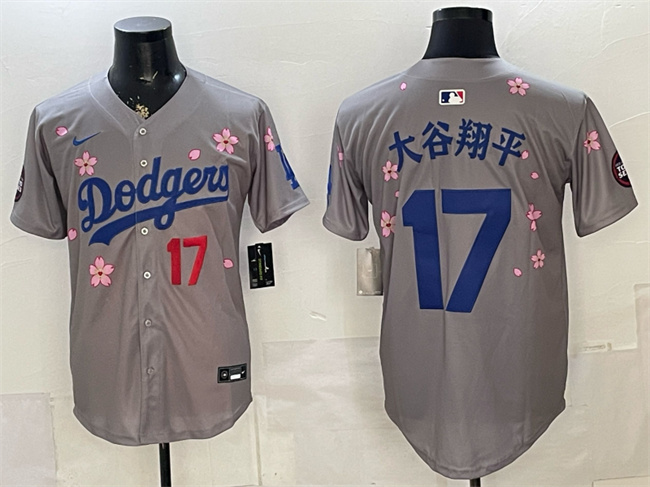Men's Los Angeles Dodgers #17 大谷翔平 Grey 2025 Tokyo Series Limited Stitched Baseball Jersey