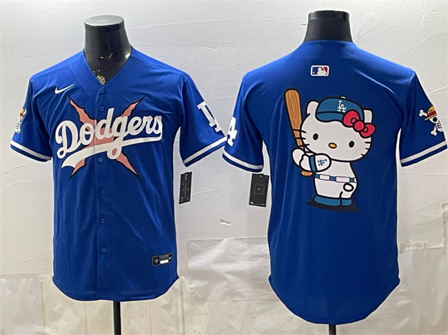 Men's Los Angeles Dodgers x One Piece Team Big Logo Royal Vapor Premier Limited Stitched Baseball Jersey