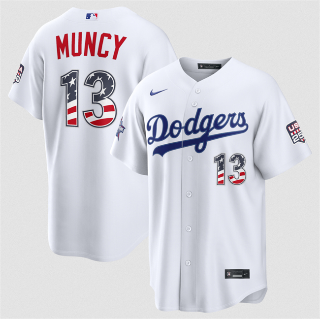 Men's Los Angeles Dodgers #13 Max Muncy White 2026 All-Star Edition Stars & Stripes Stadium Pick-A-Player Stitched Baseball Jersey