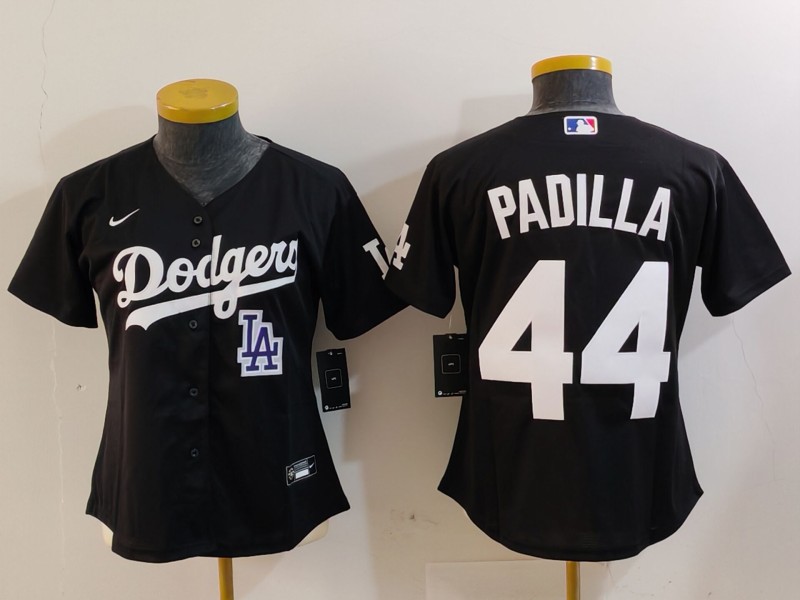 Women's Los Angeles Dodgers #44 Vicente Padilla Black Stitched Jersey(Run Small) 1 Women's Los Angeles Dodgers #44 Vicente Padilla Black Stitched Jersey(Run Small) 1