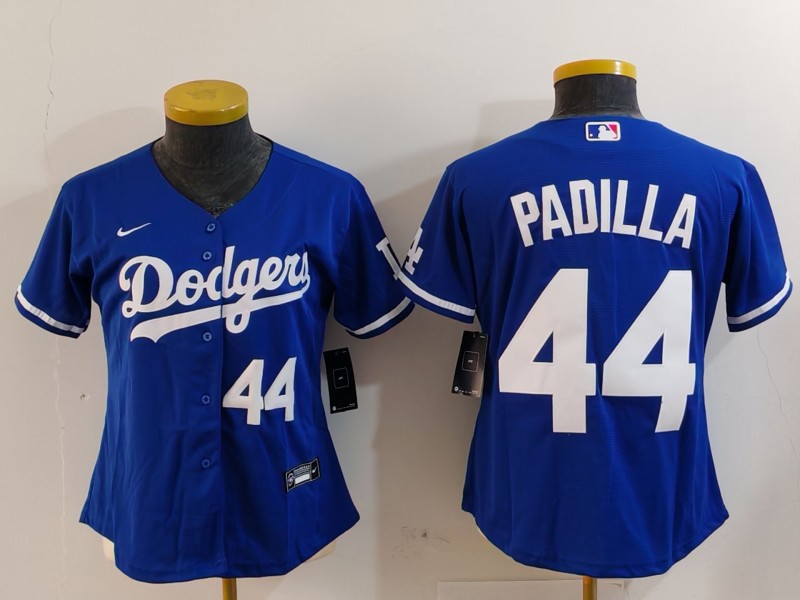 Women's Los Angeles Dodgers #44 Vicente Padilla Blue Stitched Jersey(Run Small) 3 Women's Los Angeles Dodgers #44 Vicente Padilla Blue Stitched Jersey(Run Small) 3