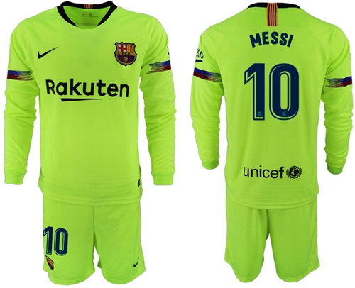 Barcelona #10 Messi Away Long Sleeves Soccer Club Jersey
