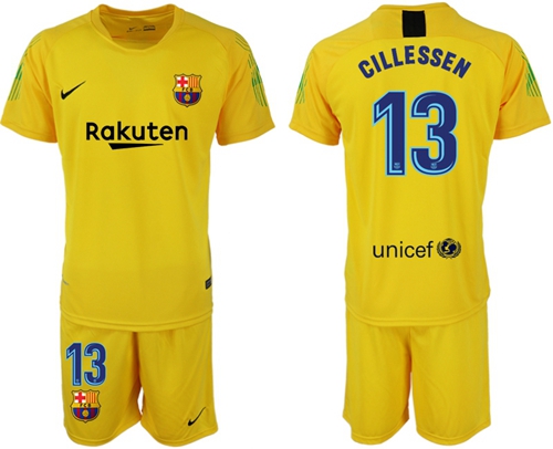 Barcelona #13 Cillessen Yellow Goalkeeper Soccer Club Jersey Barcelona #13 Cillessen Yellow Goalkeeper Soccer Club Jersey