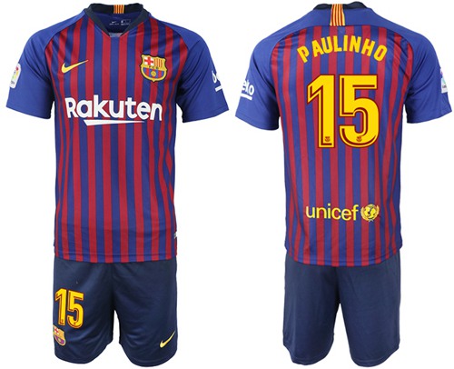 Barcelona #15 Paulinho Home Soccer Club Jersey