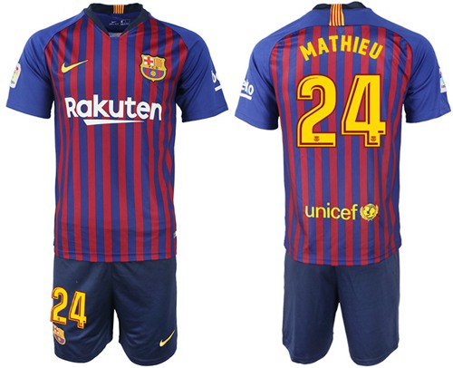 Barcelona #24 Mathieu Home Soccer Club Jersey