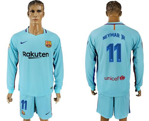 Barcelona #11 Neymar Jr Away Long Sleeves Soccer Club Jersey