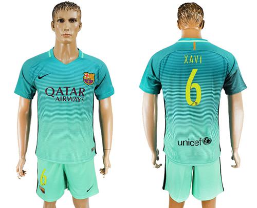 Barcelona #6 Xavi Sec Away Soccer Club Jersey