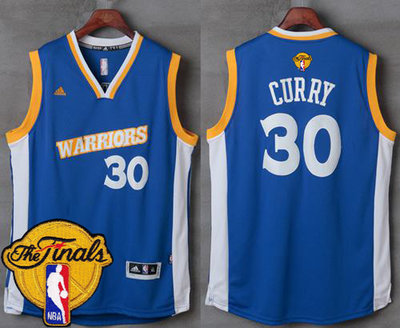 Warriors #30 Stephen Curry Royal Stretch Crossover The Finals Patch Stitched NBA Jersey
