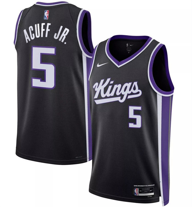 Men's Sacramento Kings #5 Darius Acuff Jr Black 2026 Draft Icon Edition Swingman Stitched Basketball Jersey