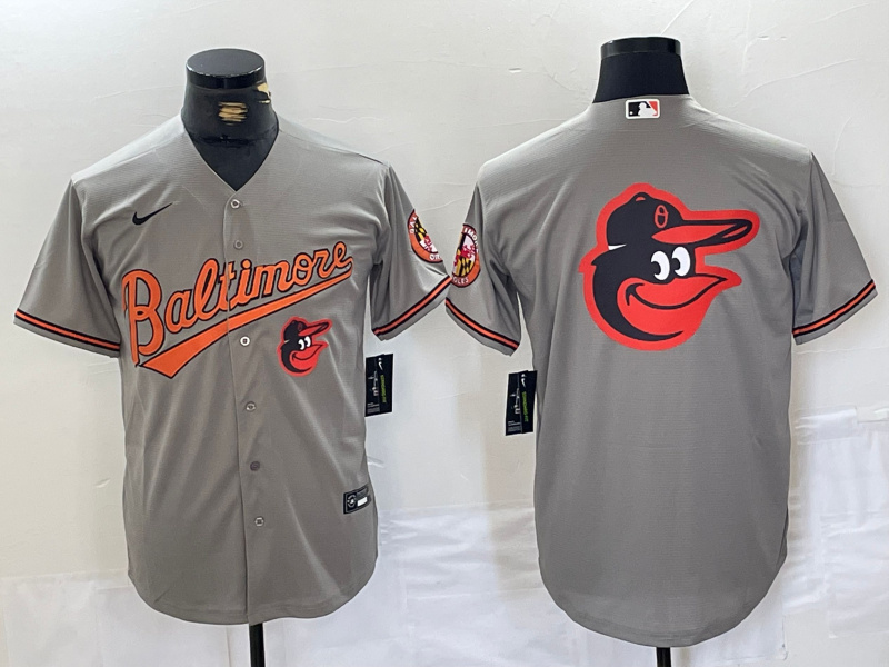Men's Baltimore Orioles Gray Team Big Logo Cool Base Stitched Jersey 3 Men's Baltimore Orioles Gray Team Big Logo Cool Base Stitched Jersey 3
