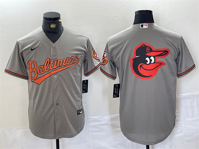 Men's Baltimore Orioles Gray Team Big Logo Cool Base Stitched Jersey 2 Men's Baltimore Orioles Gray Team Big Logo Cool Base Stitched Jersey 2