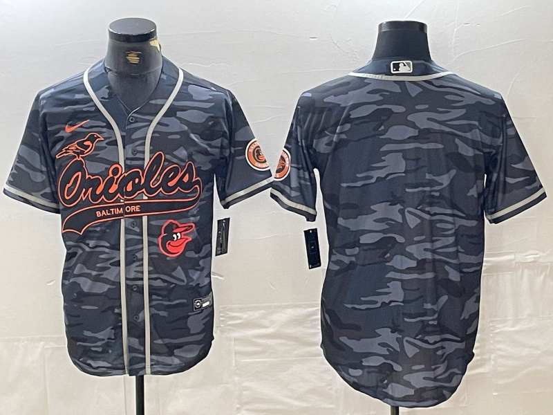 Men's Baltimore Orioles Gray Team Big Logo Cool Base Stitched Jersey 12