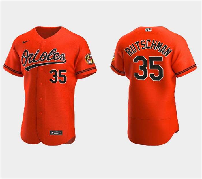 Men's Baltimore Orioles #35 Adley Rutschman Orange Flex Base Stitched Baseball Jersey Men's Baltimore Orioles #35 Adley Rutschman Orange Flex Base Stitched Baseball Jersey