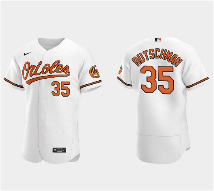 Men's Baltimore Orioles #35 Adley Rutschman White Flex Base Stitched Baseball Jersey Men's Baltimore Orioles #35 Adley Rutschman White Flex Base Stitched Baseball Jersey