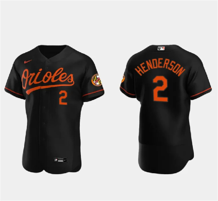 Men's Baltimore Orioles #2 Gunnar Henderson Black Flex Base Stitched Baseball Jersey Men's Baltimore Orioles #2 Gunnar Henderson Black Flex Base Stitched Baseball Jersey