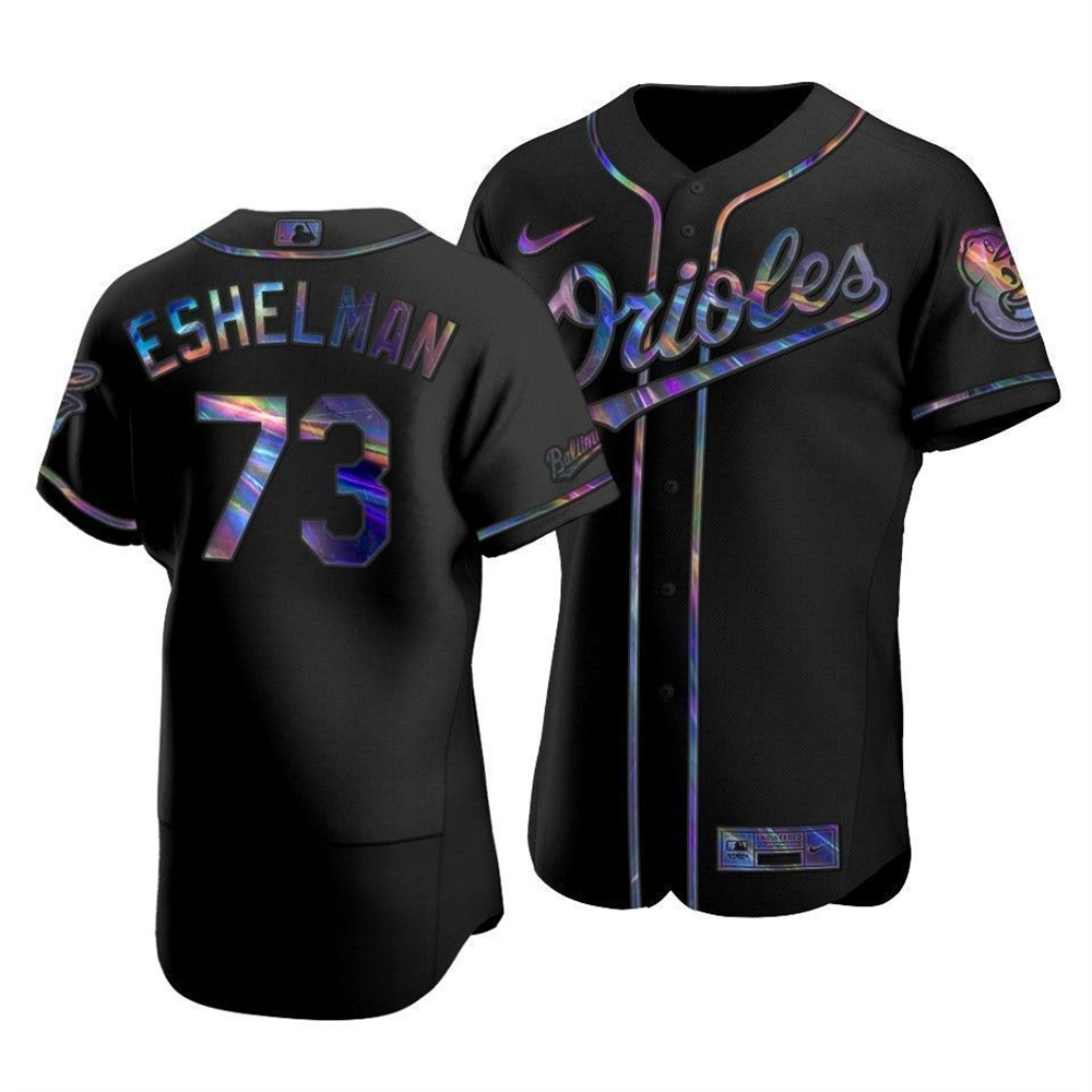 Baltimore Orioles #73 Thomas Eshelman Men's Nike Iridescent Holographic Collection MLB Jersey - Black Baltimore Orioles #73 Thomas Eshelman Men's Nike Iridescent Holographic Collection MLB Jersey - Black