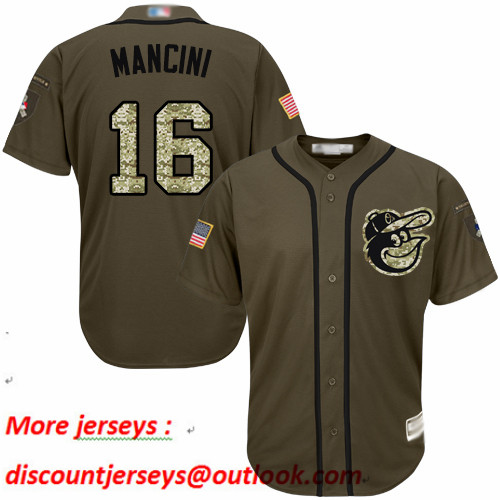 Orioles #16 Trey Mancini Green Salute to Service Stitched Baseball Jersey