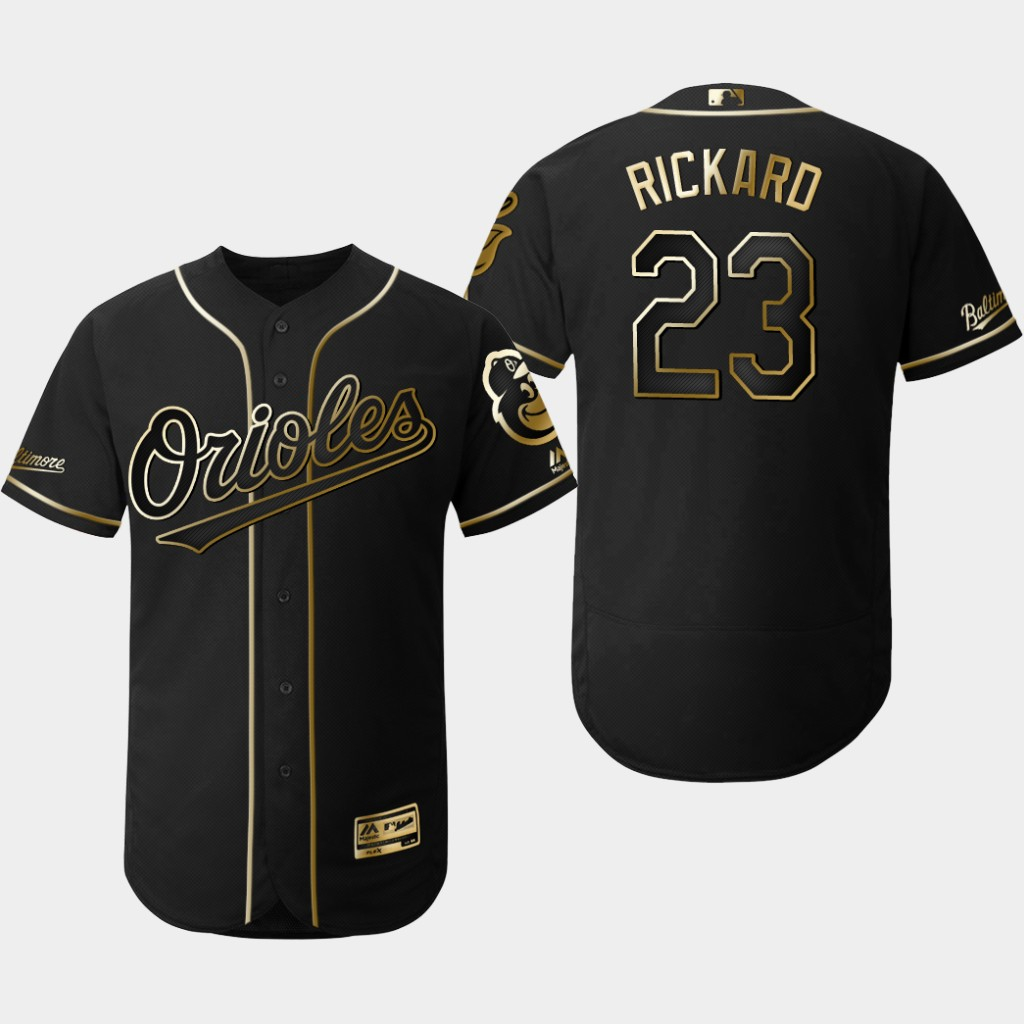 Orioles 23 Joey Rickard Black Gold Flexbase Jersey