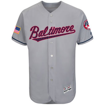 Baltimore Orioles Majestic Fashion Stars & Stripes FlexBase Jersey - Gray