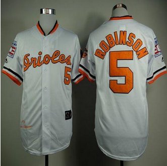 Mitchell And Ness 1970 Baltimore Orioles #5 Brooks Robinson White Throwback Stitched Baseball Jersey