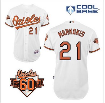 Baltimore Orioles #21 Nick Markakis White Cool Base Stitched Baseball Jersey