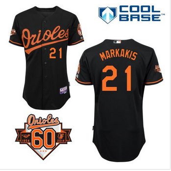 Baltimore Orioles #21 Nick Markakis Black Cool Base Stitched Baseball Jersey