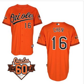 Baltimore Orioles #16 Wei-Yin Chen Orange Cool Base Stitched Baseball Jersey