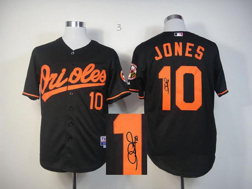 Baltimore Orioles #10 Adam Jones Black MLB Jerseys(Signed)