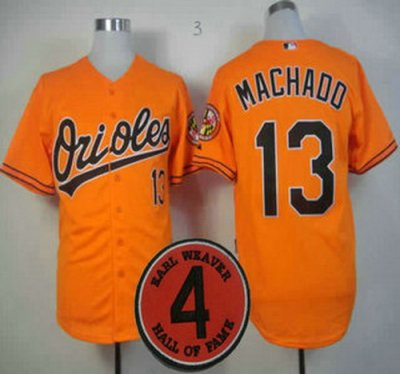 Baltimore Orioles 13 Manny Machado Orange Earl Weaver 4 Hall of Fame Patch Cool Base MLB Jerseys Baltimore Orioles 13 Manny Machado Orange Earl Weaver 4 Hall of Fame Patch Cool Base MLB Jerseys