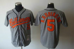 Baltimore Orioles 5 Brooks Robinson mitchellandness grey Jersey