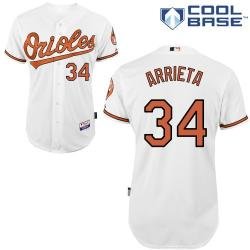 MLB Baltimore Orioles 34# Arrieta white cool base jersey