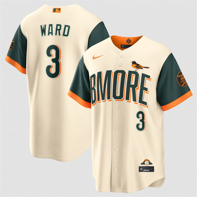 Men's Baltimore Orioles #3 Taylor Ward Natural 2026 City Connect Stadium Stitched Baseball Jersey Men's Baltimore Orioles #3 Taylor Ward Natural 2026 City Connect Stadium Stitched Baseball Jersey